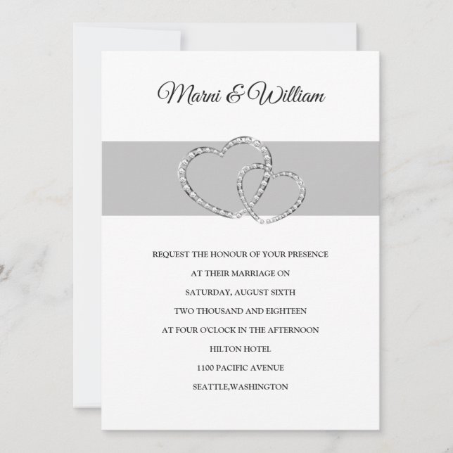Convite para Casamento de Dois Corações (Frente)