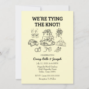 Convite para Casamento de Doodle Black and White