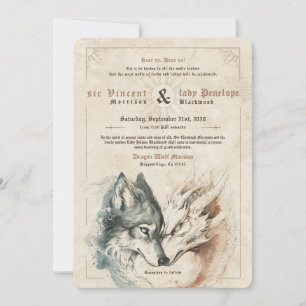 Convite para Casamento de Dragões e Lobos