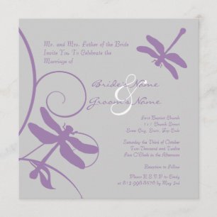 Convite para Casamento de Dragonfly Lavanda e Prat