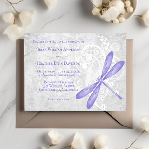 Convite para Casamento de Dragonfly Roxo