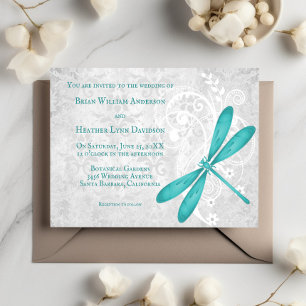 Convite para Casamento de Dragonfly Teal