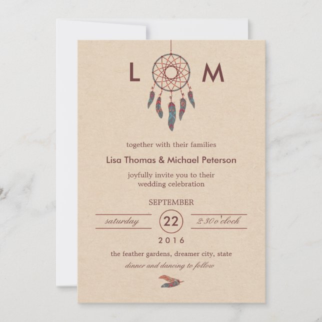 Convite para Casamento de Dream Catcher (Frente)
