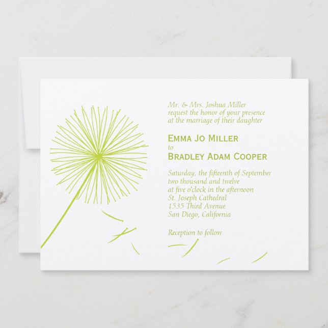Convite para Casamento de Dreamamion Dandelion - V (Frente)