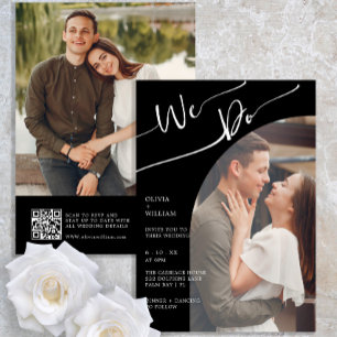 Convite para casamento de duas fotos com código QR