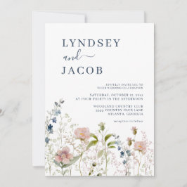 Convite para Casamento de Dusty Blue Wildflower