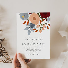 Convite para Casamento de Dusty Blue Wildflower