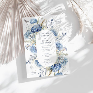 Convite para Casamento de Dusty Blue Wildflower