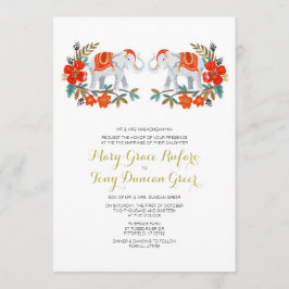 Convite para Casamento de Elefantes Indianos