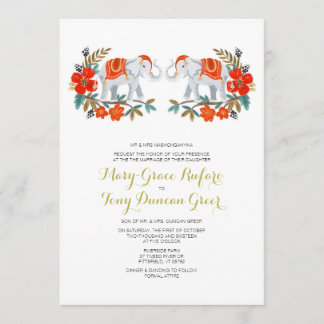 Convite para Casamento de Elefantes Indianos