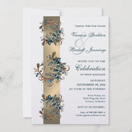 Convite para Casamento de Elegância Floral Gilded