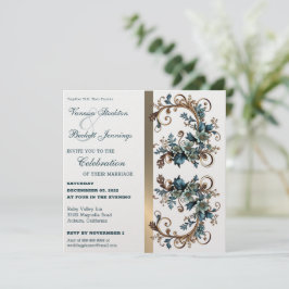 Convite para Casamento de Elegância Floral Gilded