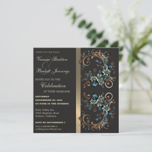 Convite para Casamento de Elegância Floral Gilded