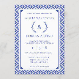 Convite para Casamento de Elegância Grega, Azul