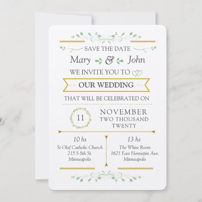 Convite para Casamento de Elegante Floral Greenery (Frente)