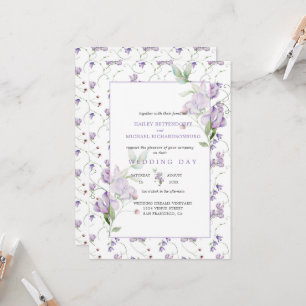 Convite para Casamento de Ervilhas Doce de lavanda