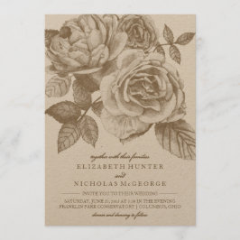 Convite para casamento de esboços Rosa em Sepia