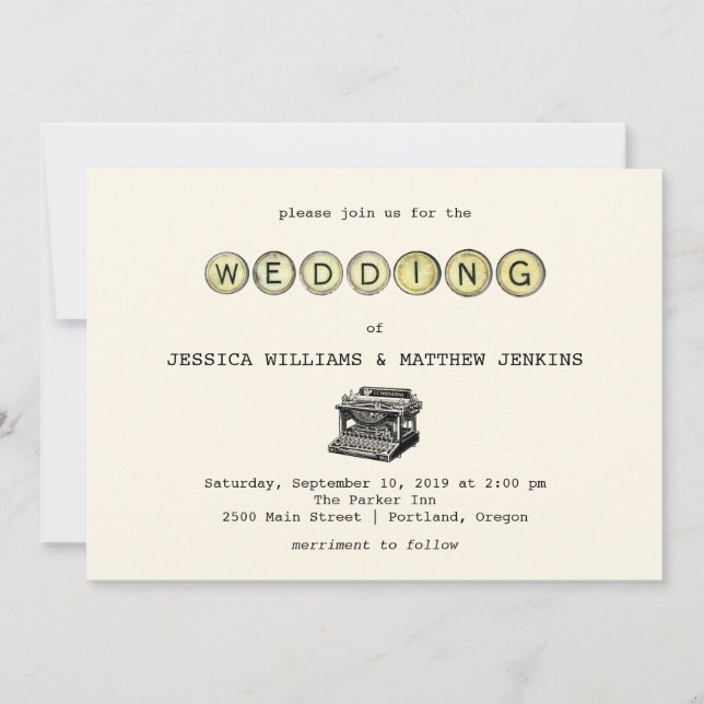 Convite para Casamento de Escritor de Digitalizaçã (Frente)