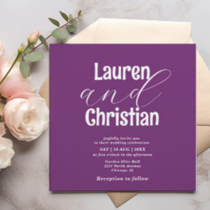 Convite para Casamento de Escrituras Roxas Minimal