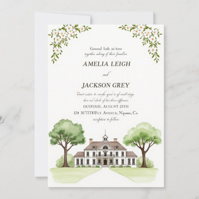Convite para Casamento de Estato Floral Elegante | (Frente)