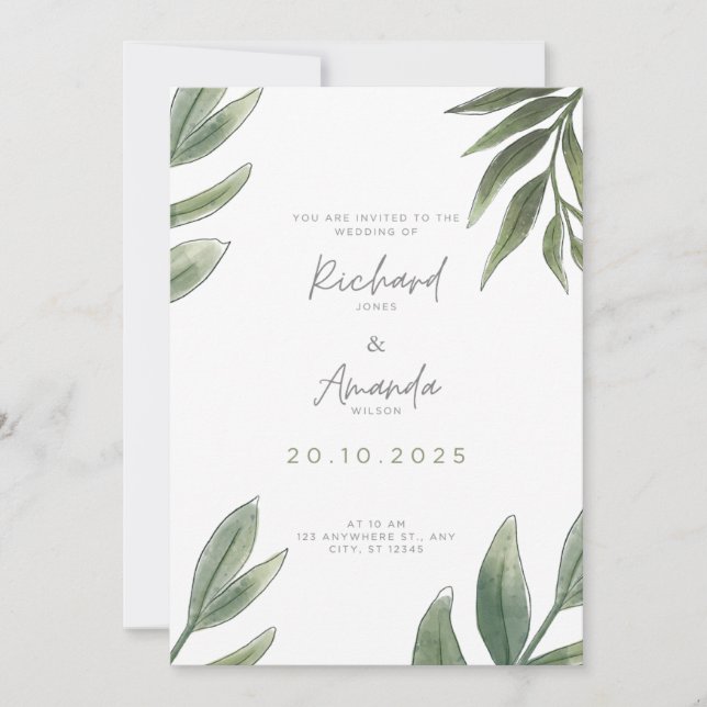 Convite para Casamento de Estilo de Jardim (Frente)