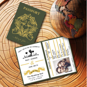 Convite para Casamento de Estilo de Passaporte Ver