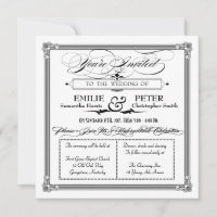 Convite para Casamento de Estilo de Poster Branco 