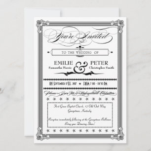 Convite para Casamento de Estilo de Poster Branco 