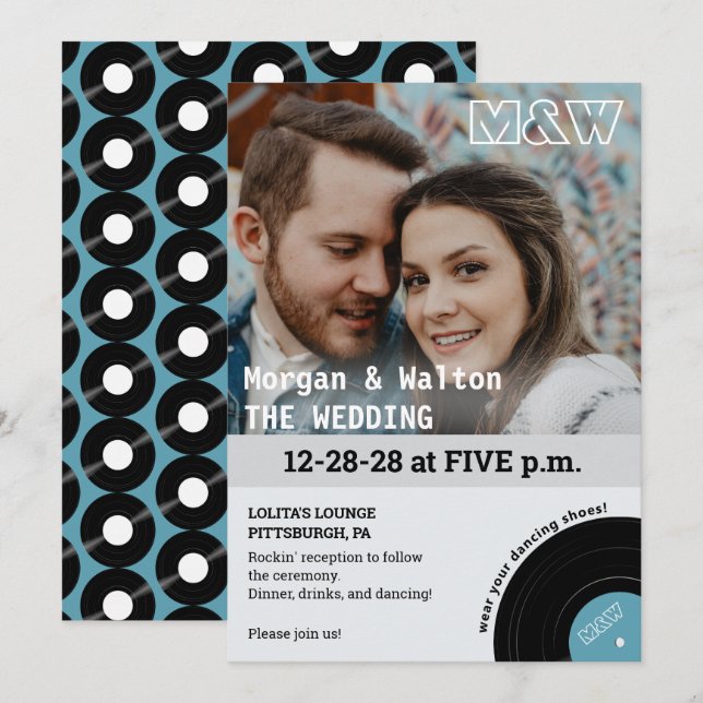 Convite para Casamento de Estilo de Show de Álbum  (Frente/Verso)