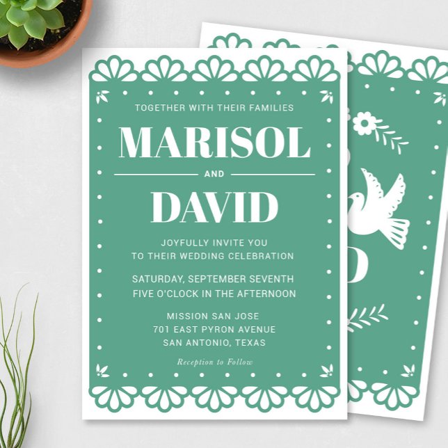Convite Para Casamento De Estilo Papel Picado Com  (Criador carregado)