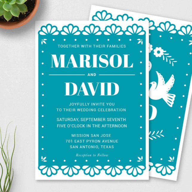 Convite Para Casamento De Estilo Papel Picado Com  (Criador carregado)