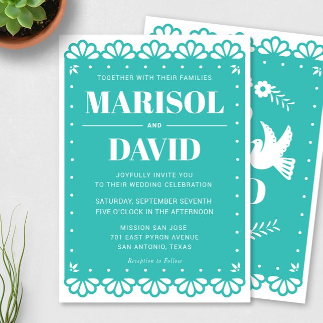 Convite Para Casamento De Estilo Papel Picado Com  (Criador carregado)