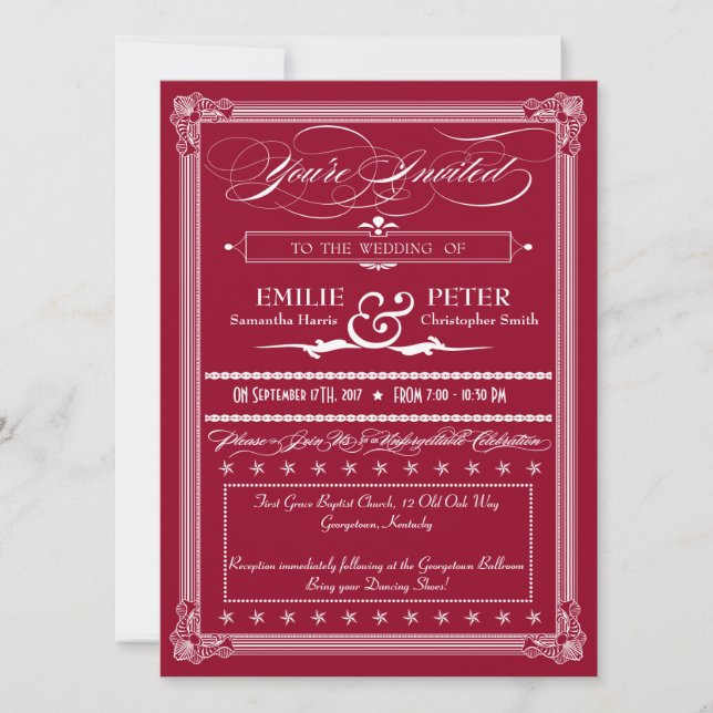 Convite para Casamento de Estilo Poster Branco e B (Frente)