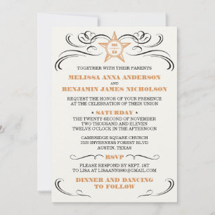 Convite para Casamento de Estilo Sul de Creme Clar