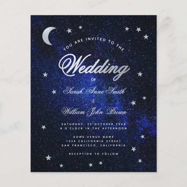 Convite para Casamento de Estrelas Celestiais e Or (Frente)