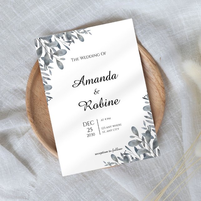 Convite para Casamento de Eucalyptus Leaf Minimali (Criador carregado)