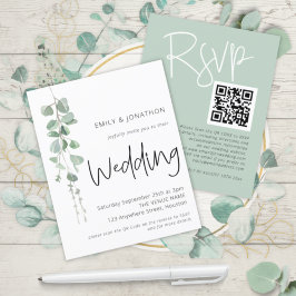 Convite para Casamento de Eucalyptus QR Moderno de