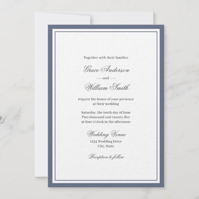 Convite para Casamento de Famílias Elegantes Cláss (Frente)