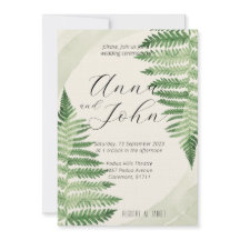 Convite para Casamento de Fern Verde Minimalista