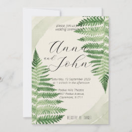 Convite para Casamento de Fern Verde Minimalista