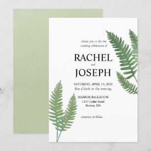 Convite para Casamento de Fern Watercolor