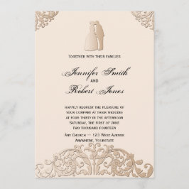 Convite para Casamento de Filigre Dourado vitorian