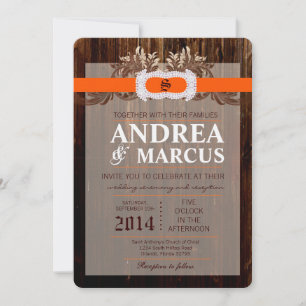 Convite para Casamento de Fita de Fita de Madeira