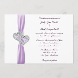 Convite para Casamento de Fita de Lavanda de Coraç