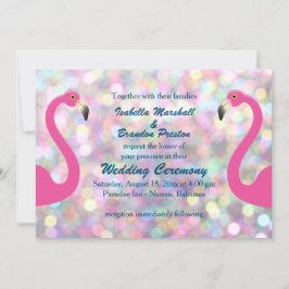 Convite para Casamento de Flamingo Sparkly