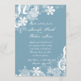 Convite para Casamento de Flocos de Neve Azul e Br