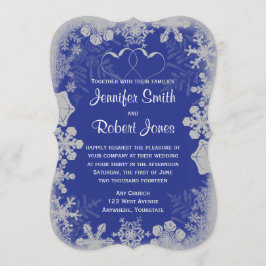 Convite para Casamento de Flocos de Neve Azul e Pr