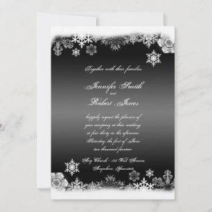 Convite para Casamento de Flocos de Neve Pretos e 
