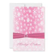 Convite para Casamento de Flocos de Neve Rosa e Br