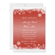 Convite para Casamento de Flocos de Neve Vermelho